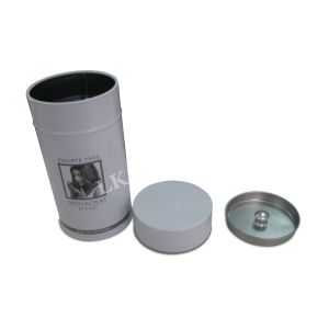 Quality Gift Cylinder Round Tin Box With Inner Lid And Metal Knob For Coffee Tea Airtight Storage for sale