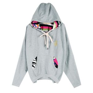 Ladies Hooded Sweatshirts , White Loose Fashion Jersey