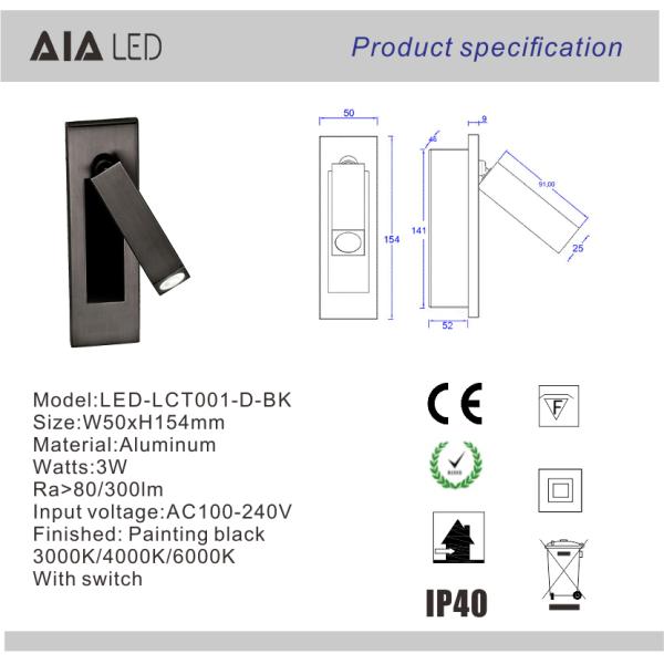 Recessed mounted modern bedside wall light/led headboard lamp led bed reading wall light