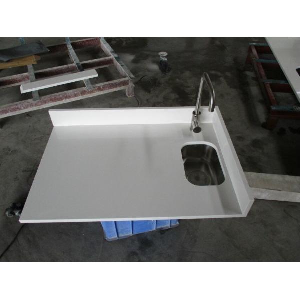 Buy Durable Bathroom Vanity Tops Solid Surface White Quartz Bathroom Countertops at wholesale prices