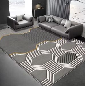Geometric Special Style Living Room Floor Carpet Polyester Fiber Material