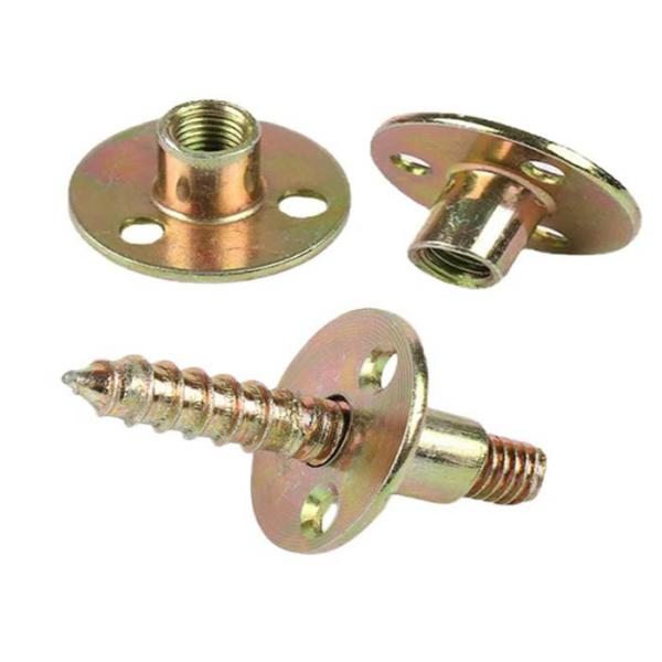 Buy Carbon Steel  Connecting Flange Three Hole Metal Nut For Sofa Bed Furniture Leg Connector at wholesale prices