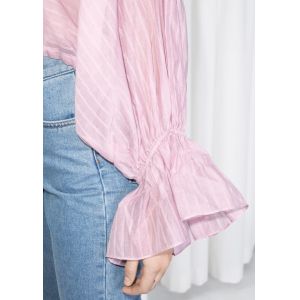 Cotton Fabric Bell Sleeve Women Blouse