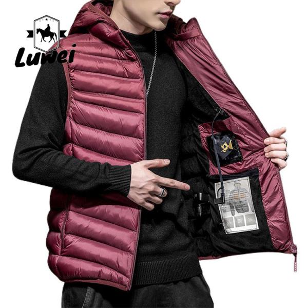 Custom Classic Men Clothing Sleeveless Utility Waistcoats Hooded Quilted Warm Cotton Coat Waterproof Heated Vest