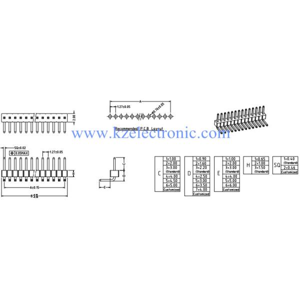 Right angle 1*40Pin single row pin header, male connector