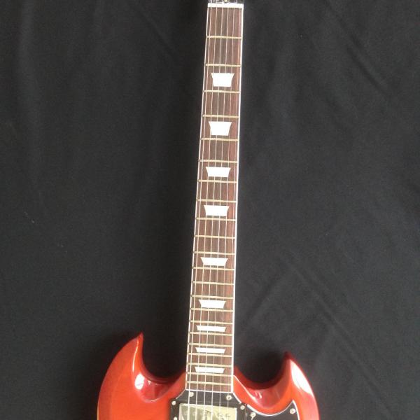 New arrival orange SG electric guitar with silvery accessories from China supplier