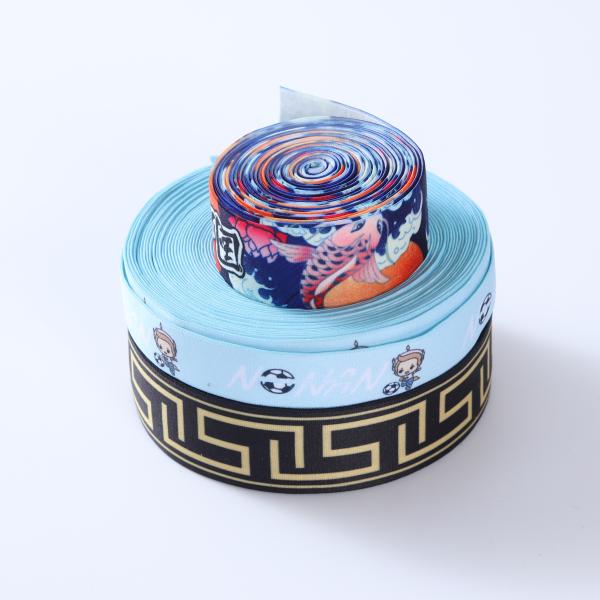 Factory custom print logo polyester webbing elastic band printing tape for sewing underwear custom waist band