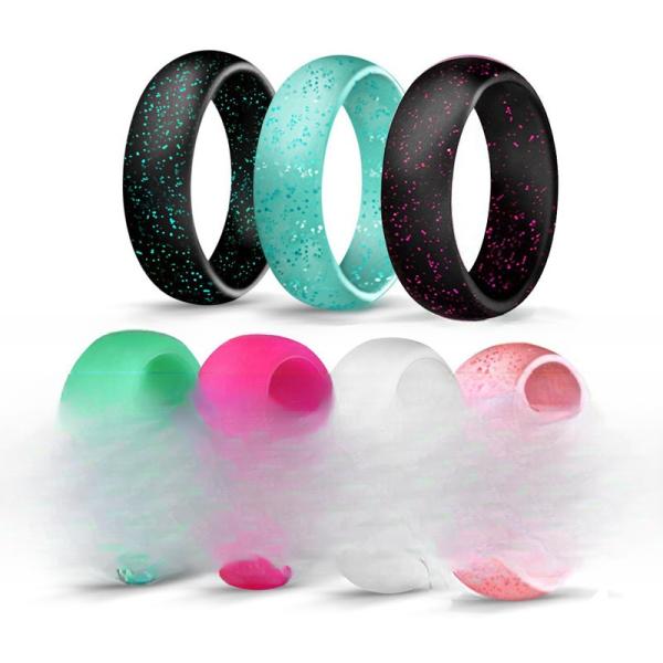 Breathable Fashion Unisex Silicone Wedding Rings 5.7mm Wide in Variety of Colors Geometric Shape for Anniversary