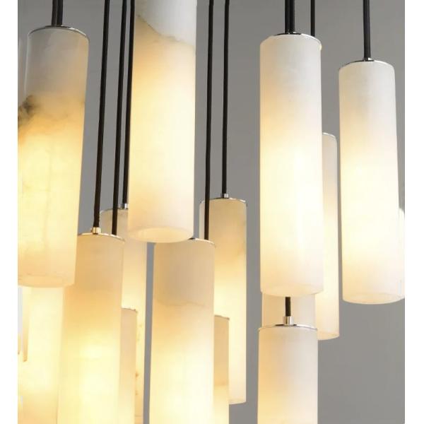 Luxury lighting fixturesArt creative designer alabaster chandelier hotel lobby dining room long strip marble pendant lig