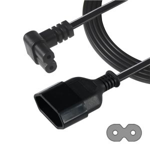 EU Schuko to IEC C7 Right Angle Power Cord 1.2M Black