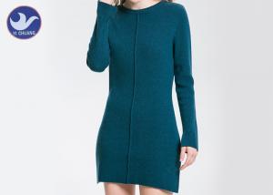 Quality Acrylic Cotton Womens Knitted Dresses , Long Sleeve Knitted Jumper Dress Mini Casual Style for sale