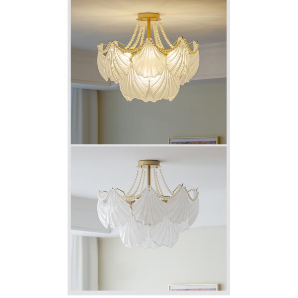 Modern Led Chandelier For Living Room Frosted Glass Luxury Shell Chandelier Lamp(WH-CY-247)
