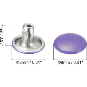 Bright Finish 9mm Double Cap Purple Rivets for Leather Craft Stainless Steel