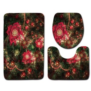 Romantic Valentine'S Day Toilet Mat Set 3 Piece Bath Rug Set non slip
