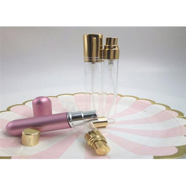 Buy Travel Set Round Refillable 10ml Glass Perfume Spray Bottles With Silver Gold Cap at wholesale prices