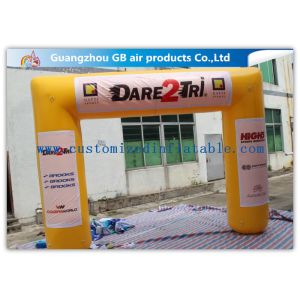 Yellow Inflatable Finish Arch With Blower 0.6mm PVC Tarpaulin