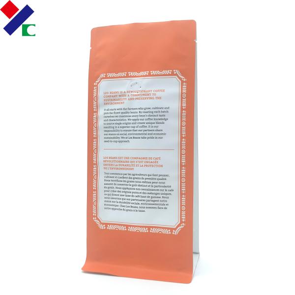 Custom Stand Up Zipper Plastic Coffee Bags With Flat Bottom