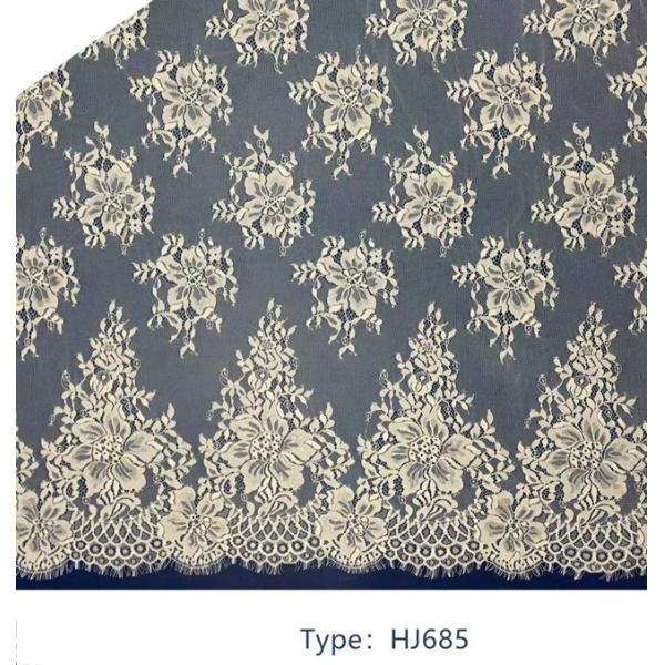 Nylon Mesh Eyelet White Chantilly Eyelash Lace Fabric For Bridal