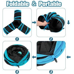 Portable Collapsible 3 Way Cat Tunnel With Pom Ball