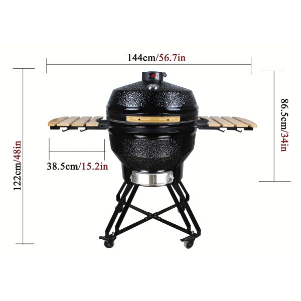 KIMSTONE Kamado BBQ 26 Inches Grande Black Monster XXL Egg Charcoal Barbecue Grill Smoker