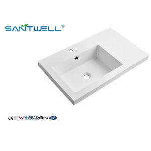 Left Side SWF750L Unique Design Stone Basins Glossy White Rectangle Shape Semi