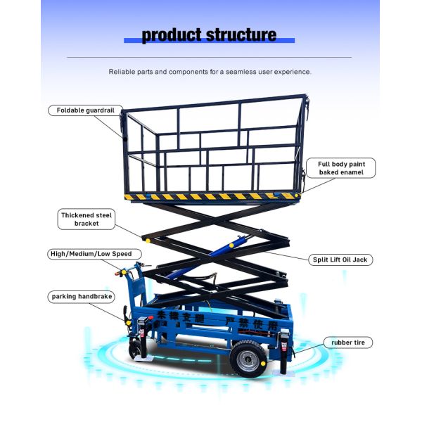 4m Hand Push Mobile Scissor Lift Platform AC Power Aerial Scissor Type Lift Tables