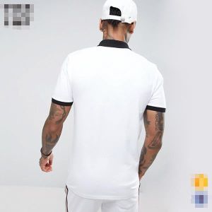 clothing factory men white slim fit tennis polo shirt cotton with contrast rib