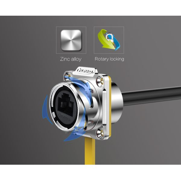 Cnlinko CE/CCC Approval Metal Circular Ethernet Rj45 Industrial Connectors Outdoor Waterproof Rj45 Female Connector