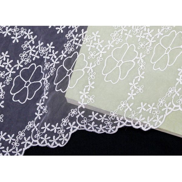 Organza Embroidered Mesh Lace Fabrics With Scalloped Edge For Dress Via OEKO TEX