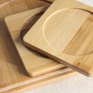 Light Waterproof Carbonized Bamboo Wooden Coasters For Glass Kitchenware