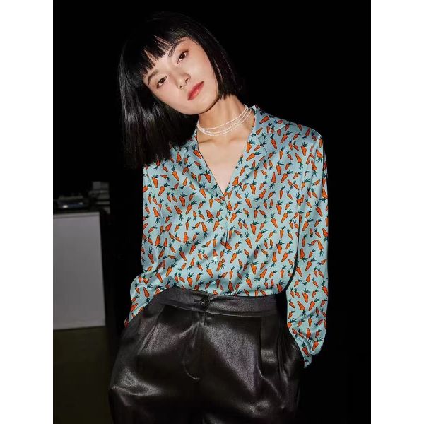 Body feeling Soft Silk Elastic Twill 20MM Antiflaming Anti-Wrinkle Scarf Digital printed Design for fashion luxury Dress