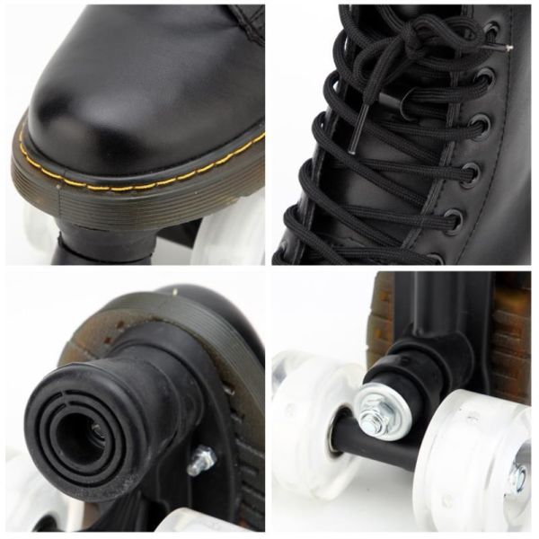 Combat Boot Quad Outdoor Roller Skate With Led 4 Wheels