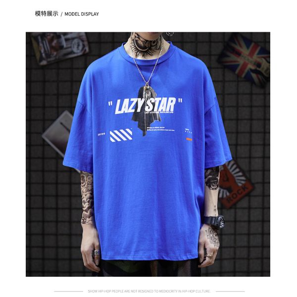 Buy Skateboard High Street Men Streetwear T Shirts Personality Print 3XL Polyester at wholesale prices