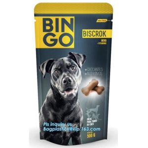 China Stand Up Dog Food Feed Packaging Bag With Tear Off Slider Seal, Top Slider Zip lockk Plastic Dog Treats Plastic Packaging on sale