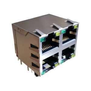 Quality ARJM22A1-A12-BA-CW2 Equivalent Stacked 2x2 RJ45 Connector With 10/100 Base - T for sale