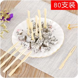 Customized Mini Biodegradable Bamboo Party Forks Disposable 9cm