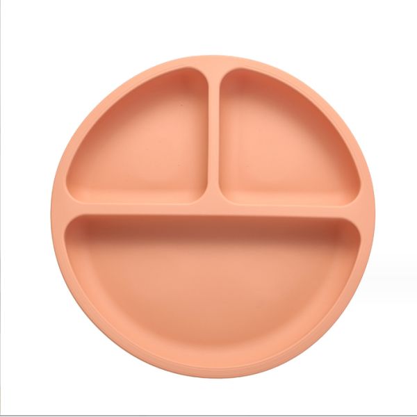 Soft Food Grade Silicone Baby Feeding 3 Divided Plate for Kids Design Style None