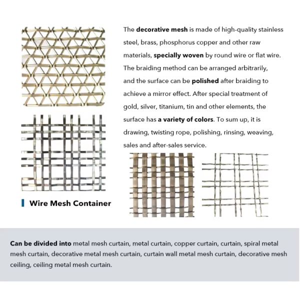 Hot Sale Customized Decorative Brass Woven Wire Mesh Kitchen Wire Mesh Inserts for Cabinet Doors