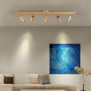 Wood Led Ceiling Lamp With Spot Lights For Living Room Bedroom Corridor Home