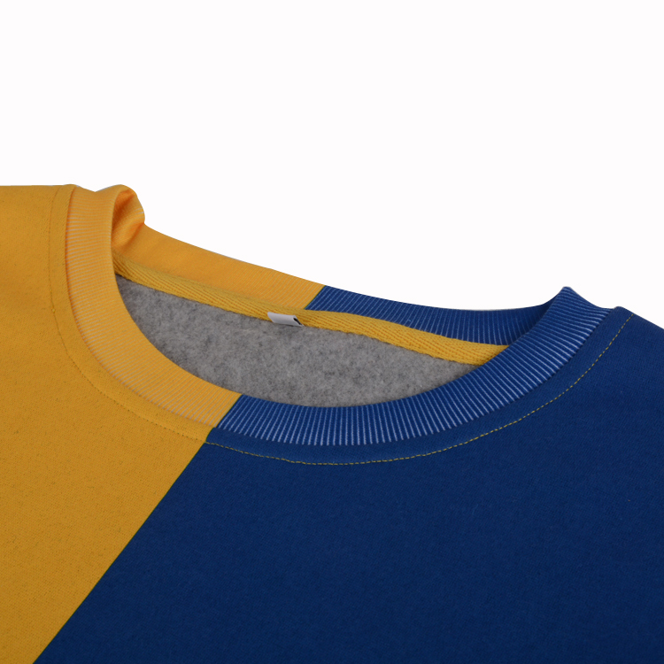 Blue Yellow Plain Crew Neck Sweatshirt