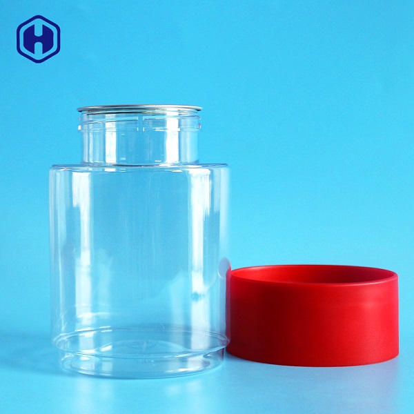 Empty Red Lid Oval 716ML 24OZ Clear Plastic Cans