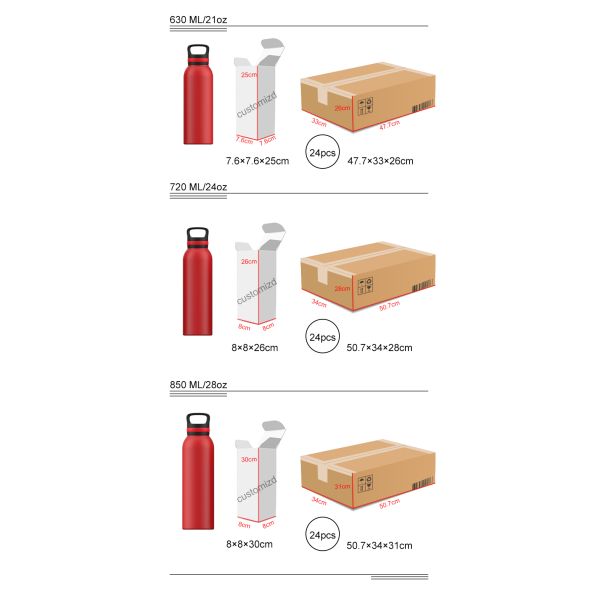 RTS 24OZ&32OZ Double Wall Vacuum Insulated Stainless Steel Water Bottle Metal Thermos Flask Stainless Steel Sports Water Bottle