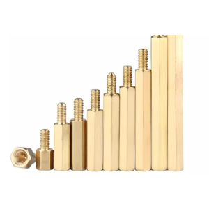 Quality 7/8 7/16 1/2 Copper Male And Female Hex Head Standoff Yellow Golden coating standoff for sale