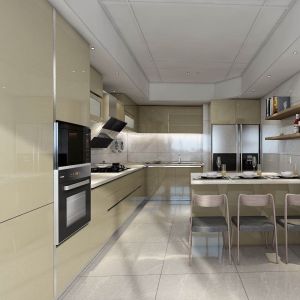 Wood Modular Mdf Slab Modern Kitchen Cabinets 18mm For Kitchen Off White