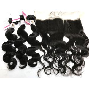 No Shedding 100% Brazilian Virgin Hair Body Wave With 13x4 Frontal