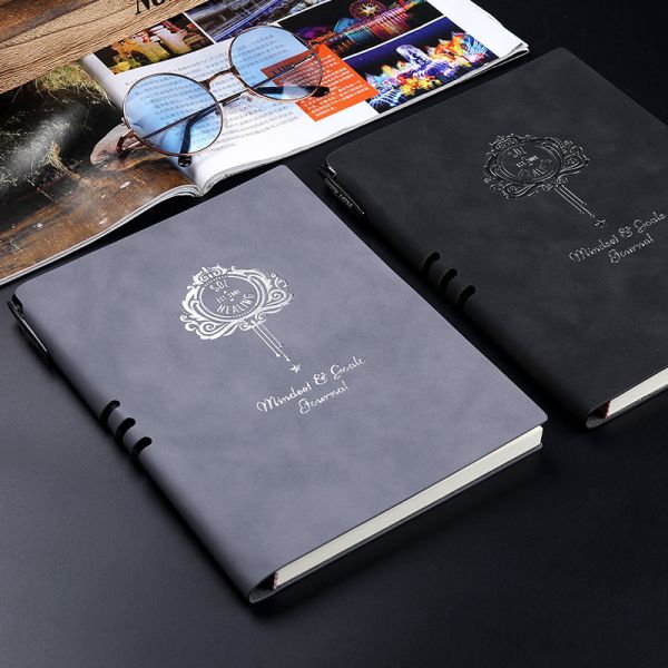 Custom Logo Hardcover Business Notebook with PU Leather Cover and 100 Sheets Notepad