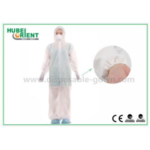 China 45gsm Polypropylene Nonwoven Disposable Chemical Coveralls With Hood on sale