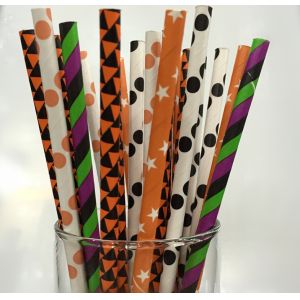 Pumpkin Halloween party supplies paper straws