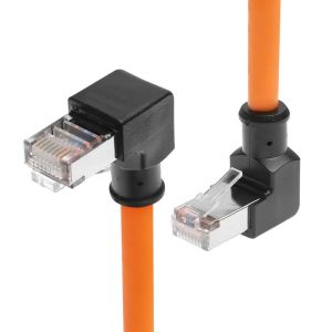 China Alvin's Cables Cat6 Shielded RJ45 Cable 1ft Up Angle Profinet for PLC Robotics on sale