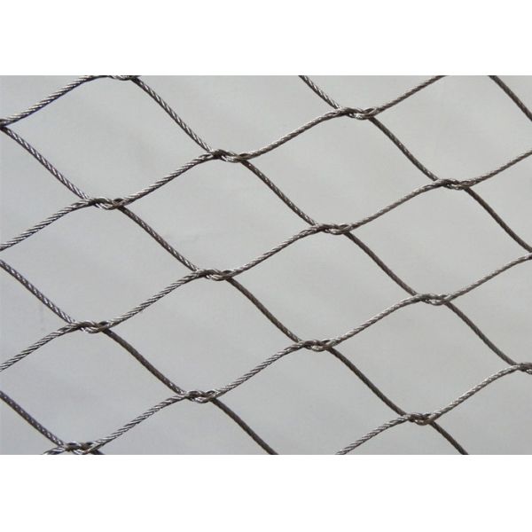 Diamond Shape Knotted Rope Mesh , Stainless Steel Wire Mesh For Bird Cages